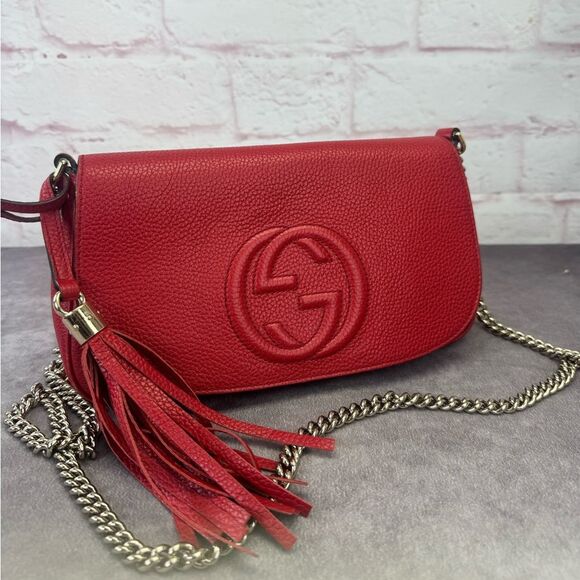 Gucci Soho Flap Chain Leather Crossbody Bag - Picture 2 of 16